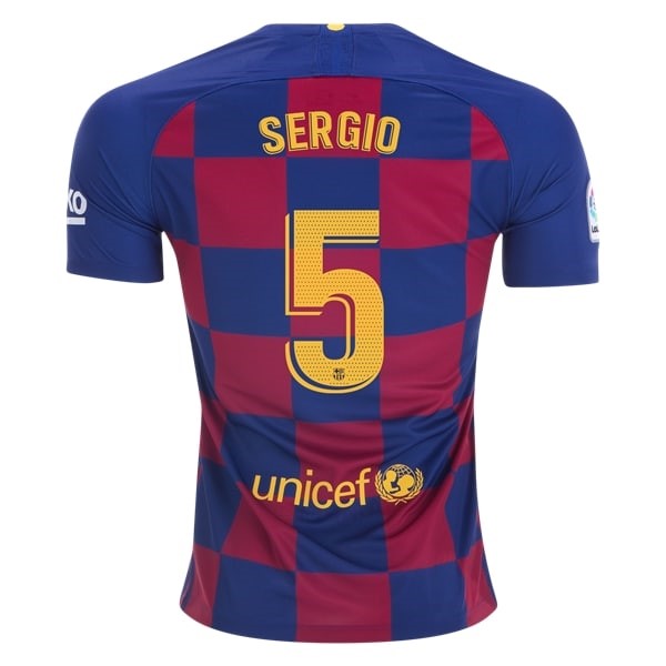 Camiseta Barcelona NO.5 Sergio 1ª 2019 2020 Azul Rojo